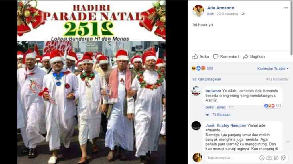 Posting Foto Rizieq Pakai Topi Santa, Ade Armando Dilaporkan ke Bareskrim