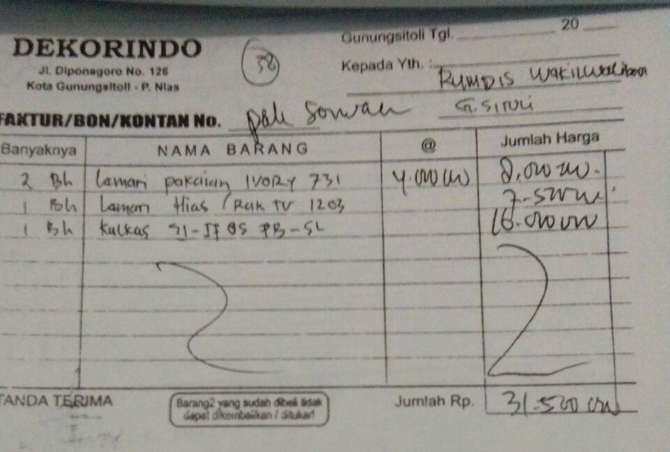 Di Gunungsitoli, Kulkas dan Lemari Pakaian Pejabat Ditanggung Negara