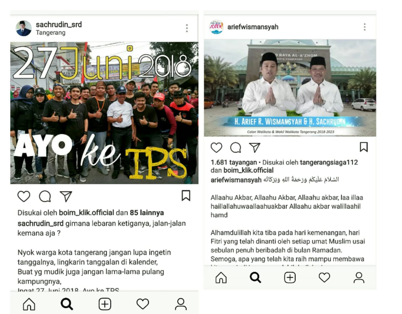 Pasangan Arief – Sachrudin Gencar Sosialisasi Pilkada di Medsos