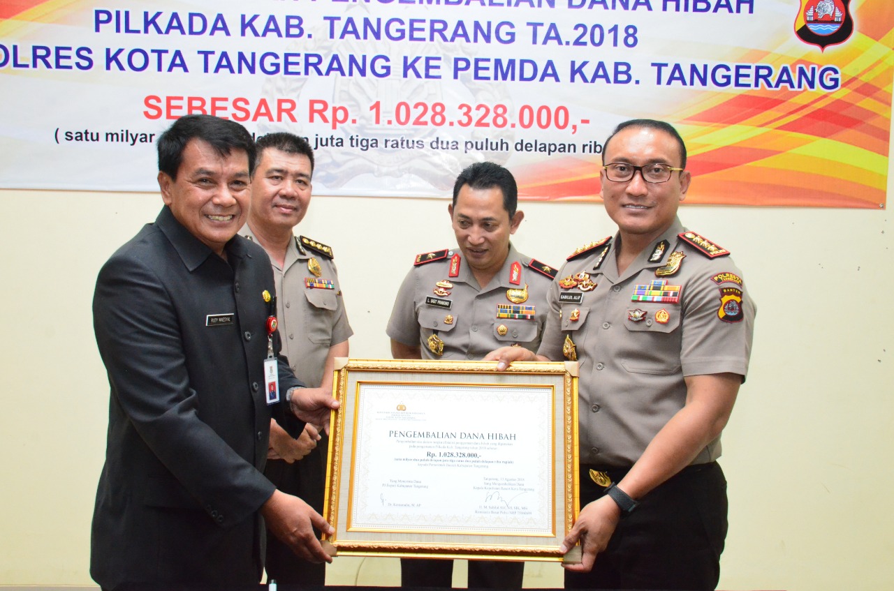 Polresta Tangerang Kembalikan Sisa Dana Pilkada