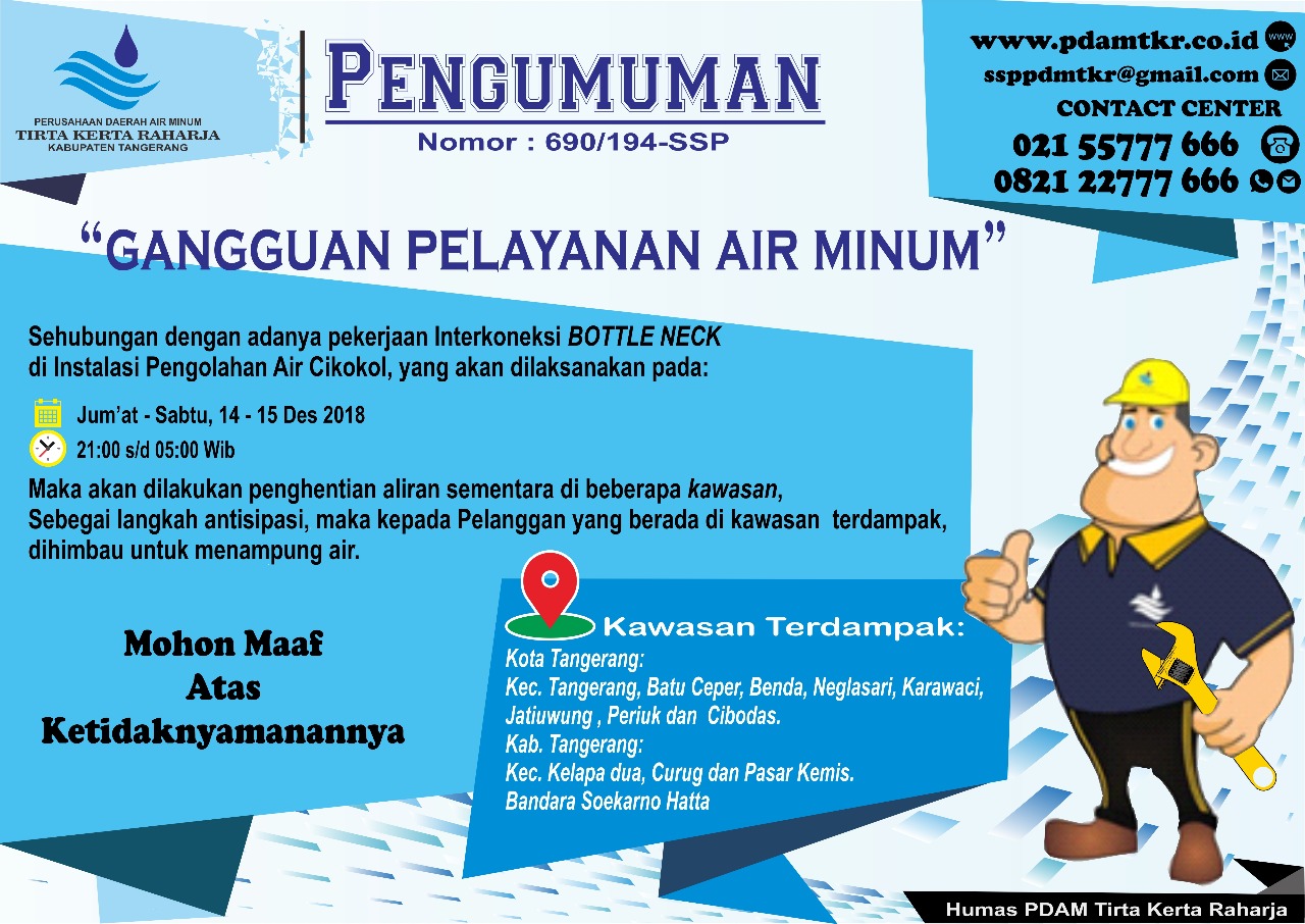 Pipa PDAM TKR Putus, Pelayanan Air Bersih di Kota Tangerang Terganggu