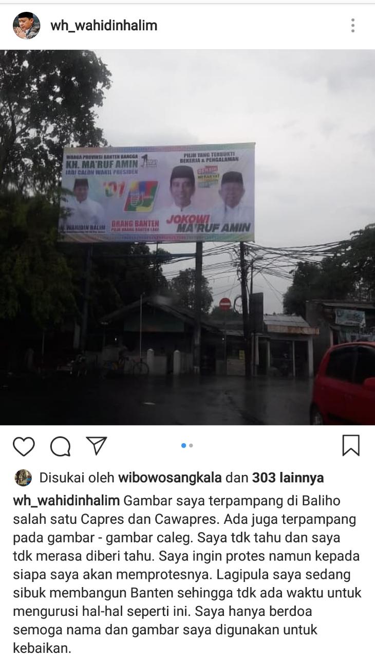 Fotonya Dipakai Untuk Kampanye, WH Curhat di Instagram