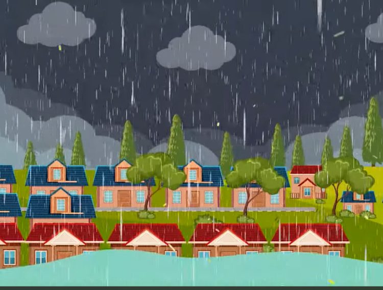 ilustrasi hujan deras dan bencana banjir longsor (Youtube sahabat animasi/Tangkapan Layar)