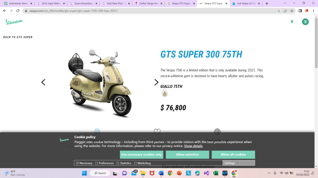 Vespa GTS Super Tech 300 (tangkapan laya/https://www.vespa.com/)