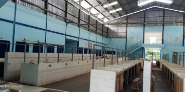 Lapak-lapak di Pasar Cipanas Baru, Lebak, yang kosong ditinggal pedagang yang tak mau berjualan karena sepinya pembeli.(Def)