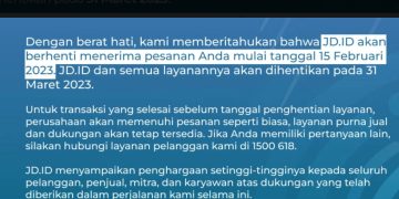 pemberitahuan pada laman resmi jd.id/tangkapan layar