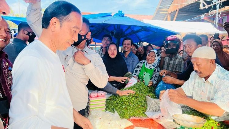 Presiden Jokowi kunjungi Pasar Batuphat Timur, Kota Lhokseumawe, Aceh, Jumat (10/02/2023). (Foto: BPMI Setpres)