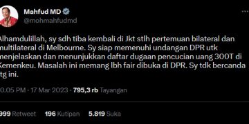 DPR RI Batal Rapat Bersama Mahfud MD Soal Transaksi Mencurigakan Rp 300 T, Ini Penyebabnya