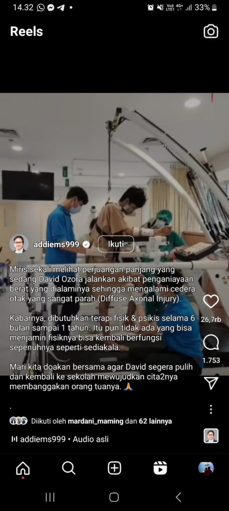 SS Reels Addiems999 / ungkapan Addie lihat video david ozora terapi jalan
