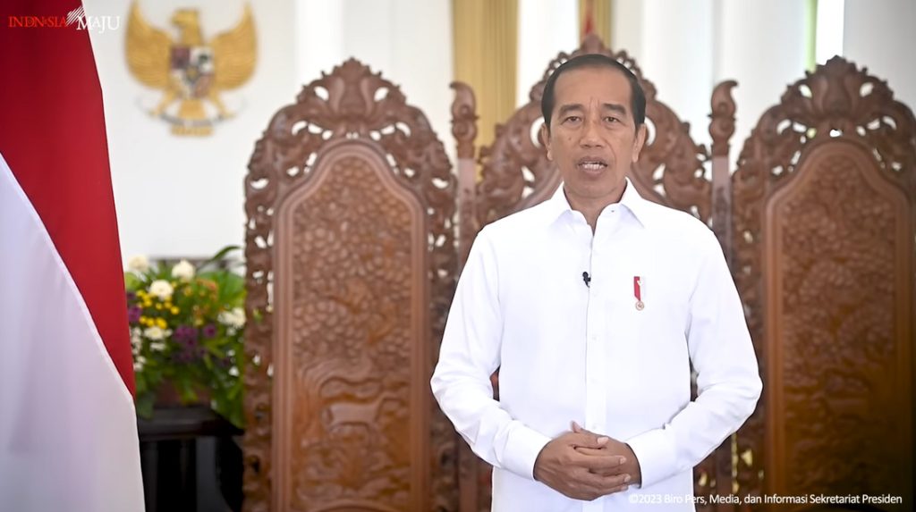 Presiden Joko Widodo saat mengucapkan selamat hari buruh internasional (Youtube sekretariat presiden/tangkapan layar)