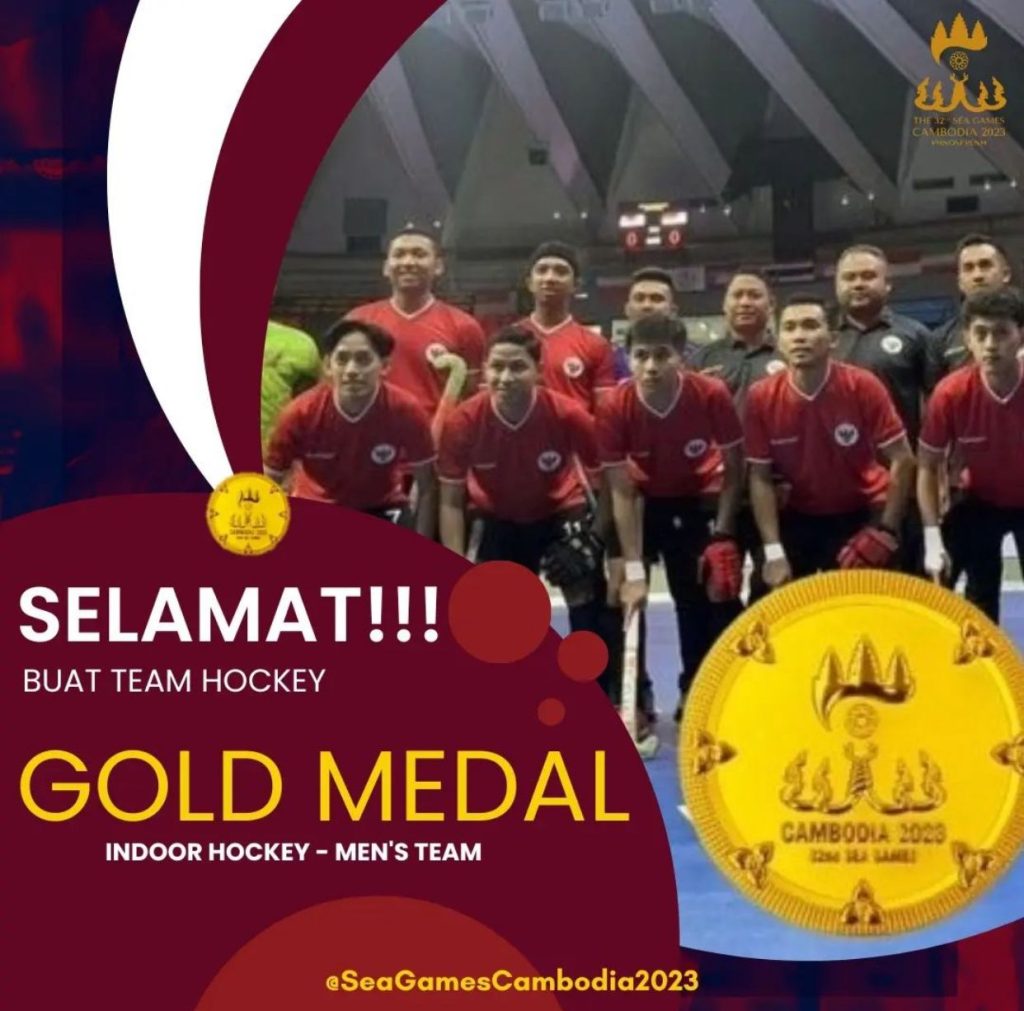 Team hockey indoor putra indonesia raih emas di SEA Games 2023 ( Postingan Instagram @var.bola )