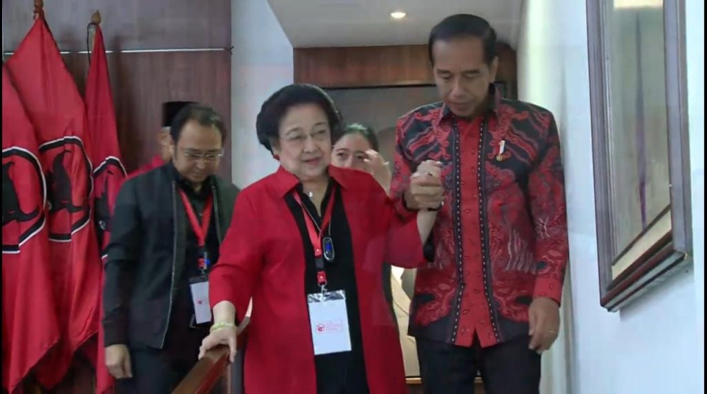 Presiden Joko Widodo menghadiri Rapat Kerja Nasional (Rakernas) tahun 2023 di Sekolah Partai Partai Demokrasi Perjuangan (PDIP) di Lenteng Agung, Jakarta Selatan.