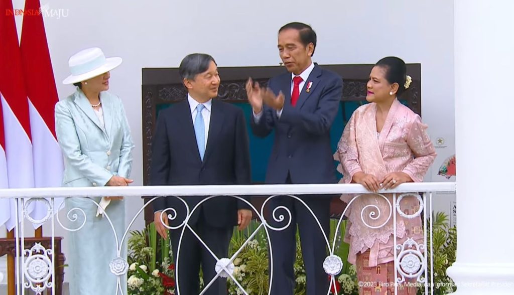 Presiden Jokowi Menyambut Kunjungan Kaisar Jepang di Istana Bogor ( Tangkapan Layar Youtube Sekretariat Presiden )