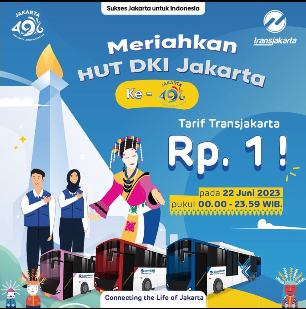 HUT Jakarta ke- 496, Trans Jakarta Hingga LRT Rp. 1 Hari Ini ( Instagram @pt_transjakarta )