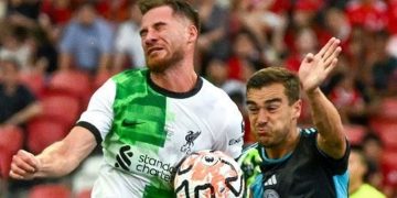 Liverpool Menang 4-0 atas Leicester City dalam Laga Uji Coba Pramusim di Singapura (AFP/MOHD RASFAN)