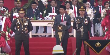 Jokowi pidato pada Hut Bhayangkara (Setkab)