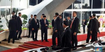 Jusfu Kalla Hadiri sidang MPR RI 2023 (Dok CNBC Indonesia/Firda Dwi)