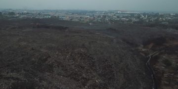 Kondisi TPA Rawa Kucing usai terbakar.