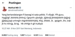 Tangkapan Layar Status Mahfud MD di Twitteree 2017 silam