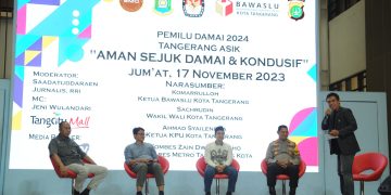 Diskusi pemilu damai 2024 di tangerang yang di selenggarakan oleh BMC di Tangerang City Mall.