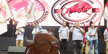 deklarasi akbar untuk memenangkan pasangan Prabowo-Gibran untuk calon presiden dan wakil presiden di satu putaran di Balai Sarbini