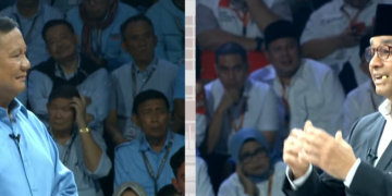 Prabowo dan Anies dalam debat capres-cawapres (Foto Tangkapan Layar)