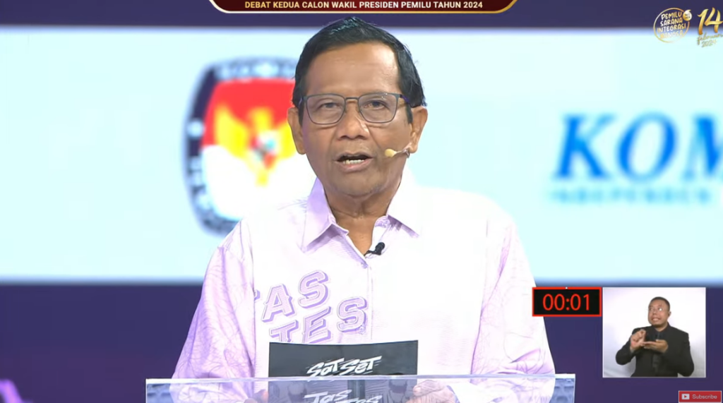 Mahfud MD dalam debat cawapres
