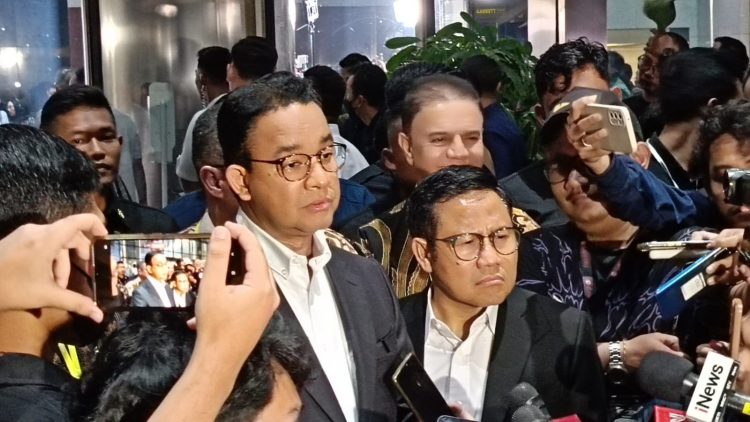 Capres-cawapres nomor urut 1, Anies Rasyid Baswedan dan Muhaimin Iskandar saat diwawancarai di Gedung KPK RI, pada Rabu (17/1/2024). (Ilham/Suaranusantara)