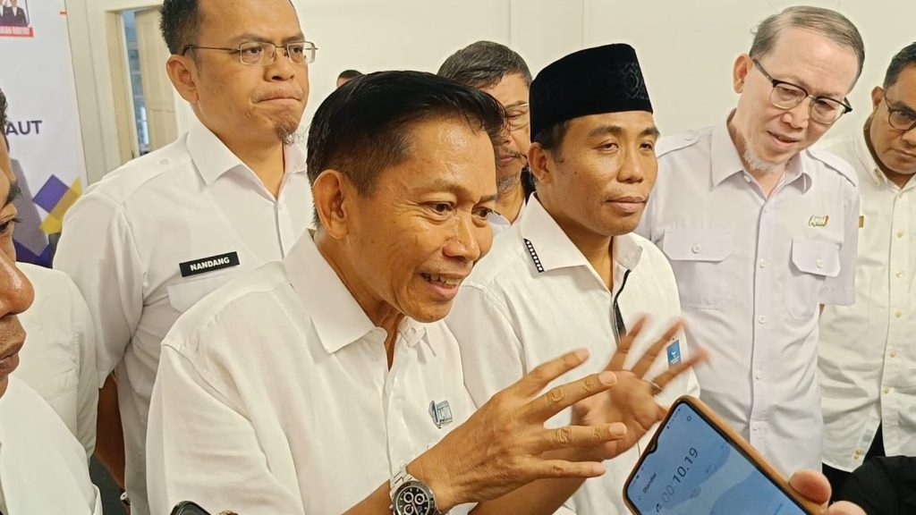 Anggota Dewan Pakar Timnas AMIN, Marsda TNI (Purn) Supomo saat diwawancarai di Markas Timnas AMIN, Menteng, Jakarta Pusat, pada Rabu (24/1/2024). (Ilham/Suaranusantara)