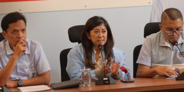 Wakil Ketua TKN Prabowo-Gibran, Meutya Hafid saat konferensi pers di rumah TKN Prabowo-Gibran, Jakarta Selatan, pada Rabu (24/1/2024).