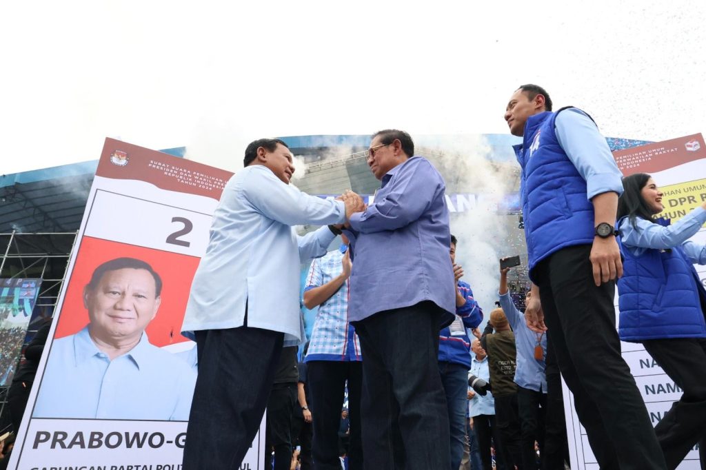 Prabowo, SBY dan AHY saat hadiri kampanye Demokrat