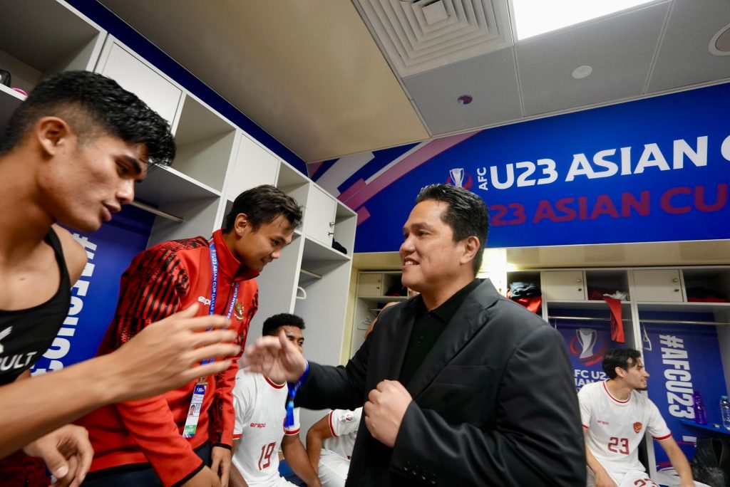 Erick Thohir saat ke ruang pengganti timnas u-23 Piala Asia (Dok PSSI)