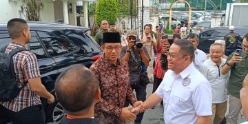 Capres nomor urut 1, Anies Rasyid Baswedan saat menghadiri acara halal bihalal bersama THN AMIN di Jakarta Selatan, pada Minggu (21/04/2024). (Ilham F/ Suaranusantara)
