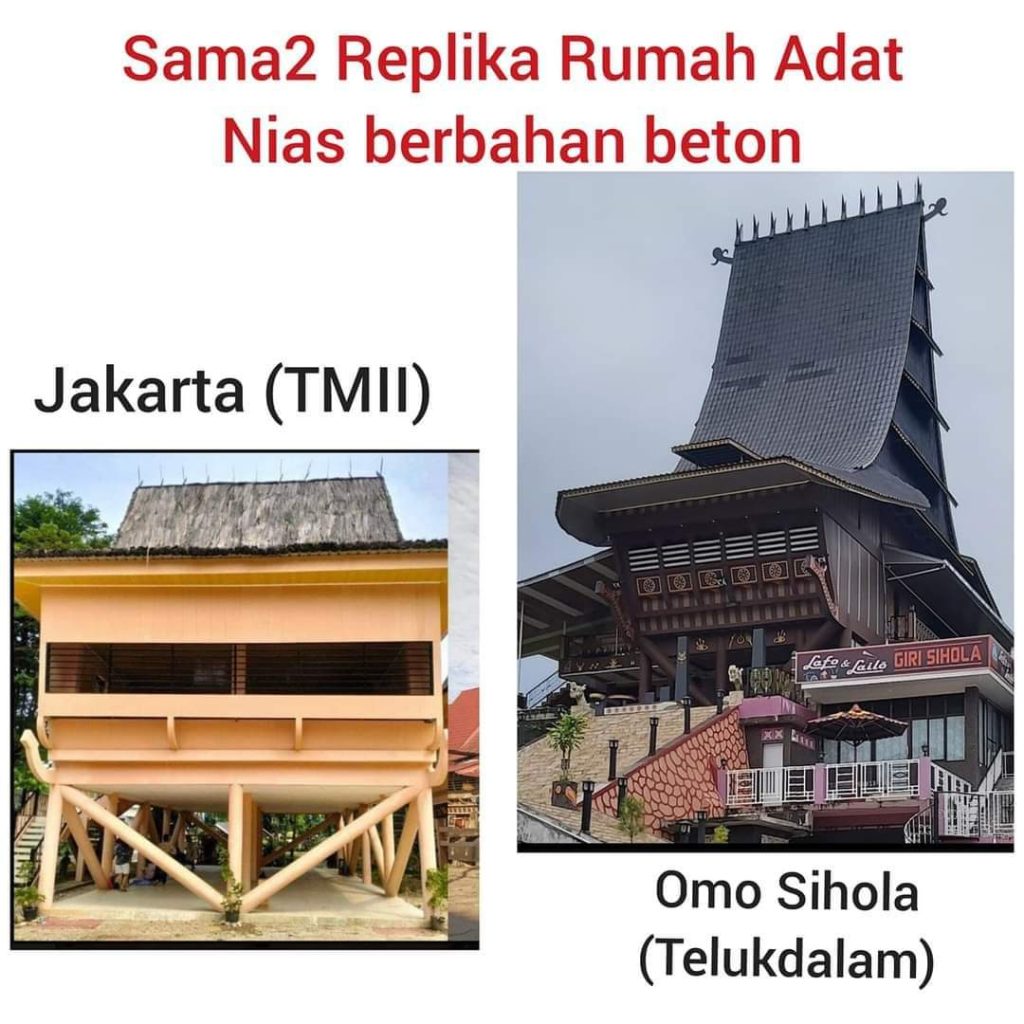 Perbedaan rumah adat Kepualaun Nias dari material beton (Dok ist)