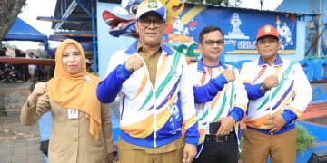 Ketua Podsi Kota Tangerang Maryono Hasan Bersama Jajaran Pengurus dan Pejabat Dispora Kota Tangerang di Venue Dayung di POPDA XI