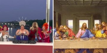 Pertunjukan pembukaan di Olimpiade Paris 2024 yang dianggap menghina umat Kristiani (akun X @marionmarechal)