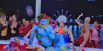 Pertunjukan yang dinilai menghina umat Kristiani dalam Perhelatan pembukaan Olimpiade Paris 2024 dini hari Sabtu 27 Juli 2024 pukul 00.30 WIB atau Jumat 26 Juli 2024 pukul 19.30 waktu Paris (akun X @paris2024)