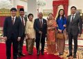 Foto keluarga Djiwandono yang terdiri dari kedua orang tua Thomas Djiwandono, Sudrajad Djiwandono dan Biantiningsih Miderawati serta Budi Djiwandono yang hadiri pelantikan di Istana Kepresidenan pada Kamis 18 Juli 2024 (Instagram @budidjiwandono)