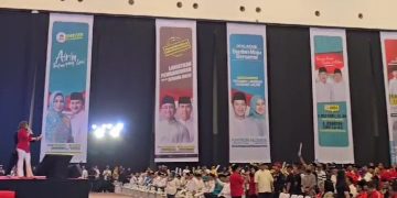 Suasana Hall 1 ICE BSD Tangerang acara dekalrasi Airin Ade Pilgub Banten 2024 oleh Golkar dan PDI Perjuangan (dok suaranusantara.com)