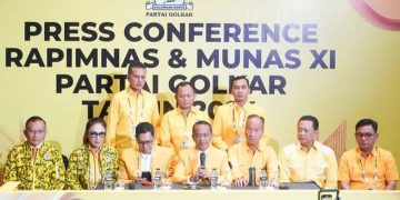 Bahlil Lahadalia saat konferensi pers usai ditetapkan sebagai ketum partai hari ini Rabu 21 Agustus 2024 (instagram @golkar.indonesia)