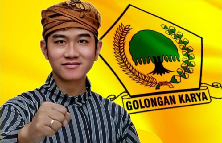 Flyer bergambar Gibran Rakabuming Raka bertuliskan akan jadi Ketum Golkar, Airlangga Hartarto (dok suaranusantara.com)