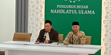 Politikus partai Nasdem, Effendy Choirie atau alias Gus Choi saat konferensi pers di kantor PBNU, Jakarta Pusat, pada Rabu (7/8/2024). (Ilham F/Suaranusantara.com)