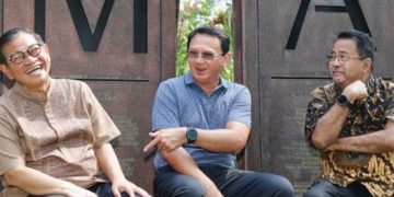 Pramono Anung-Rano Karno pasangan cagub cawagub di Pilgub Jakarta 2024 saat bertemu Basuki Tjahaja Purnama atau Ahok di Semanggi (instagram @pramonoanungw)