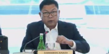 Darmawan Djunaidi selaku Direktur Utama Bank Mandiri laporkan kinerja keuangan kuartal III 2024 (dok suaranusantara.com)