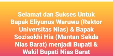 Pj Bupati Nias Barat Era Era Hia Ucapkan Selamat ke Paslon Eliyunus Waruwu dan Sozisokhi Hia.