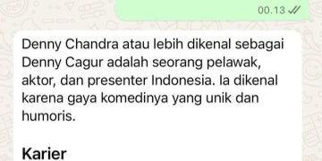 Salah satu screenshot artis yang ikut trend percakapan dengan Meta AI di aplikasi Whatsapp (instagram @sumargodenny)