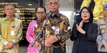Ketua KPK Setyo Budiyanto konferensi perss usai sembangi Mabes Polri (Dok suranusantara)