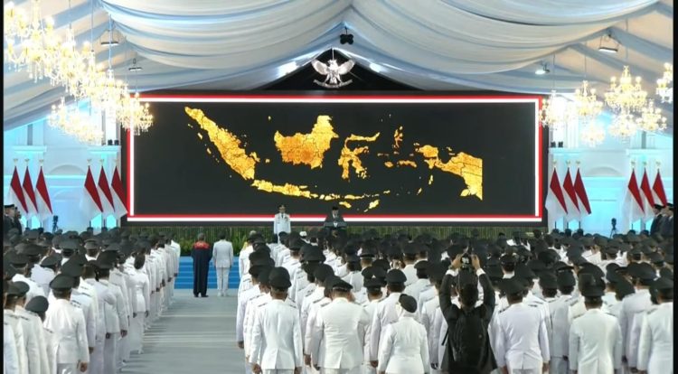 Presiden Prabowo Subianto resmi melantik 481 pasangan kepala daerah hasil Pilkada serentak 2024 di Istana Negara (Dok Istimewa).