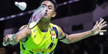 Pebulu tangkis tunggal putra Indonesia Alwi Farhan. (ANTARA FOTO/Rizal Hanafi