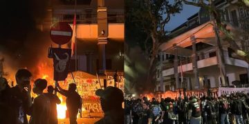 Demo tolak UU TNI baru di Malang berakhir ricuh (instagram @socialfeeds.id)